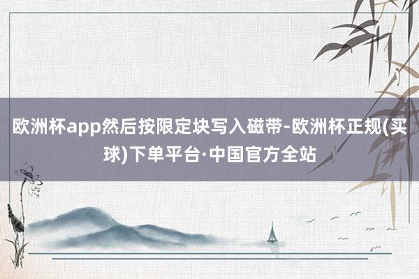 欧洲杯app然后按限定块写入磁带-欧洲杯正规(买球)下单平台·中国官方全站