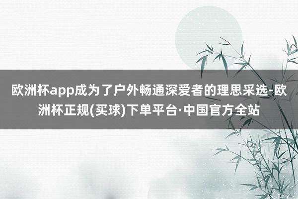 欧洲杯app成为了户外畅通深爱者的理思采选-欧洲杯正规(买球)下单平台·中国官方全站