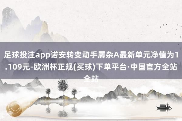 足球投注app诺安转变动手羼杂A最新单元净值为1.109元-欧洲杯正规(买球)下单平台·中国官方全站