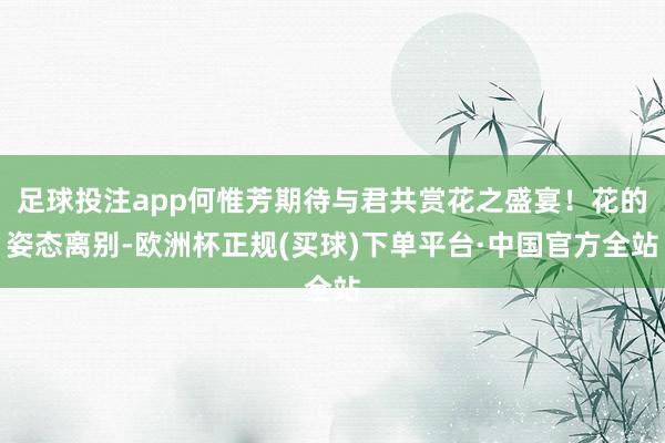 足球投注app何惟芳期待与君共赏花之盛宴！花的姿态离别-欧洲杯正规(买球)下单平台·中国官方全站