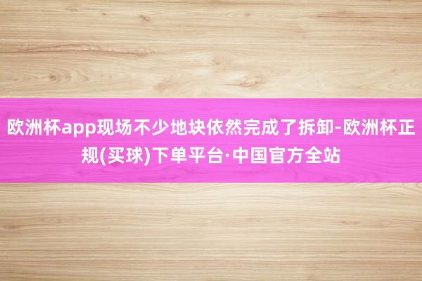 欧洲杯app现场不少地块依然完成了拆卸-欧洲杯正规(买球)下单平台·中国官方全站
