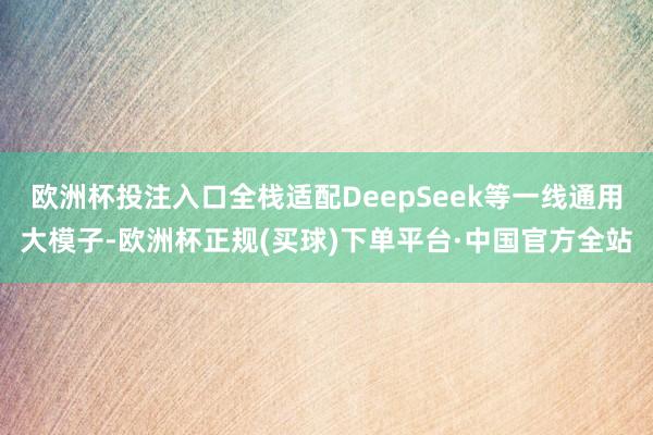 欧洲杯投注入口全栈适配DeepSeek等一线通用大模子-欧洲杯正规(买球)下单平台·中国官方全站