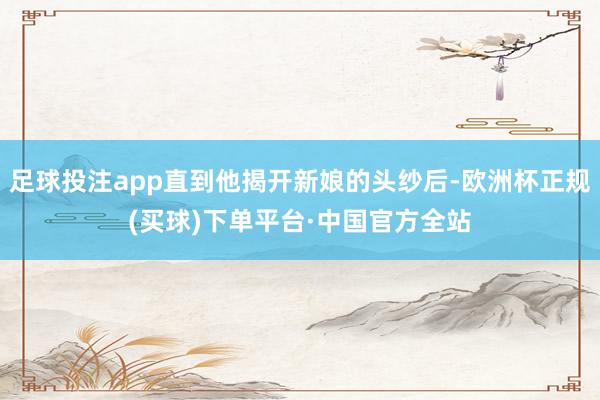 足球投注app直到他揭开新娘的头纱后-欧洲杯正规(买球)下单平台·中国官方全站