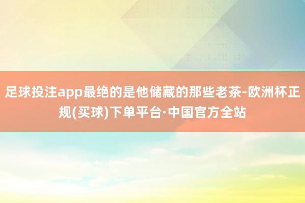 足球投注app最绝的是他储藏的那些老茶-欧洲杯正规(买球)下单平台·中国官方全站