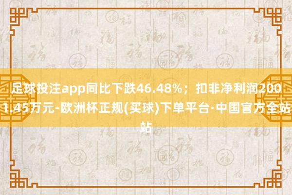 足球投注app同比下跌46.48%；扣非净利润2001.45万元-欧洲杯正规(买球)下单平台·中国官方全站