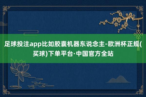 足球投注app比如胶囊机器东说念主-欧洲杯正规(买球)下单平台·中国官方全站