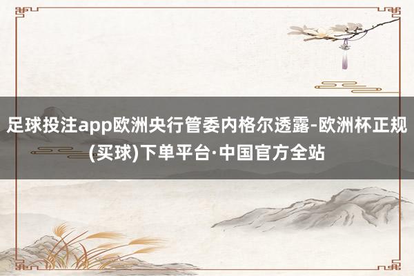 足球投注app欧洲央行管委内格尔透露-欧洲杯正规(买球)下单平台·中国官方全站