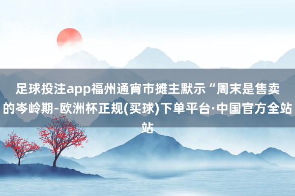 足球投注app 福州通宵市摊主默示“周末是售卖的岑岭期-欧洲杯正规(买球)下单平台·中国官方全站