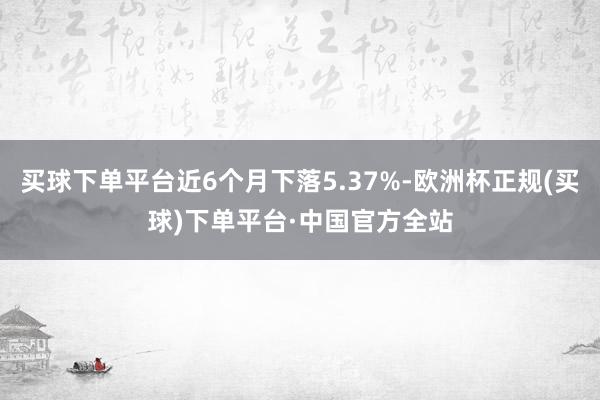 买球下单平台近6个月下落5.37%-欧洲杯正规(买球)下单平台·中国官方全站