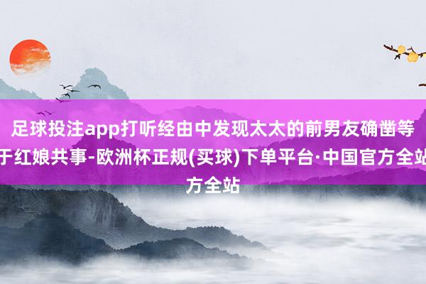 足球投注app打听经由中发现太太的前男友确凿等于红娘共事-欧洲杯正规(买球)下单平台·中国官方全站