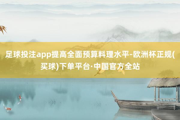 足球投注app提高全面预算料理水平-欧洲杯正规(买球)下单平台·中国官方全站