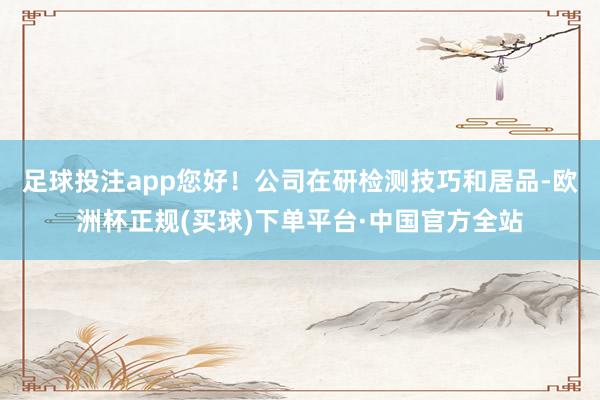 足球投注app您好！公司在研检测技巧和居品-欧洲杯正规(买球)下单平台·中国官方全站