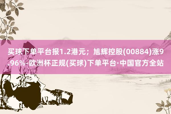 买球下单平台报1.2港元;旭辉控股(00884)涨9.96%-欧洲杯正规(买球)下单平台·中国官方全站
